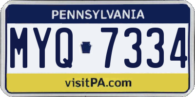 PA license plate MYQ7334