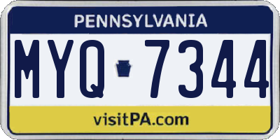 PA license plate MYQ7344