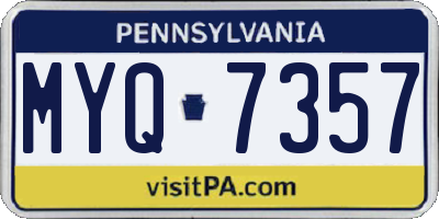 PA license plate MYQ7357
