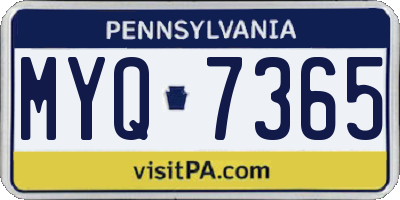 PA license plate MYQ7365