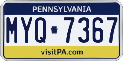 PA license plate MYQ7367