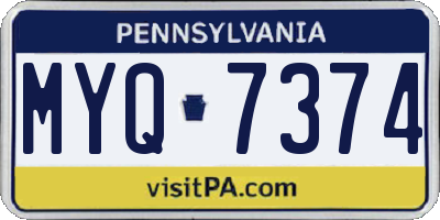 PA license plate MYQ7374