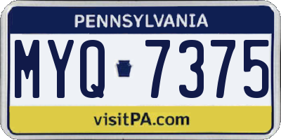 PA license plate MYQ7375