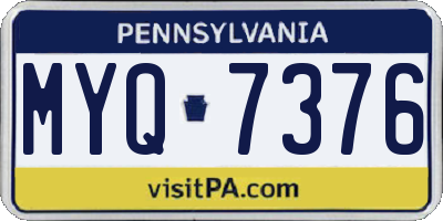 PA license plate MYQ7376