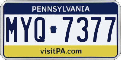 PA license plate MYQ7377