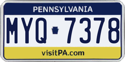 PA license plate MYQ7378