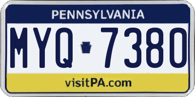 PA license plate MYQ7380