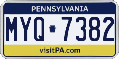 PA license plate MYQ7382