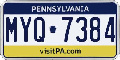 PA license plate MYQ7384