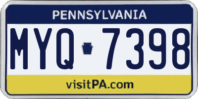 PA license plate MYQ7398