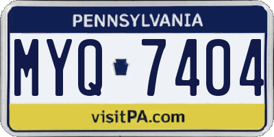PA license plate MYQ7404