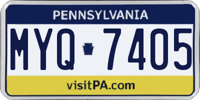 PA license plate MYQ7405