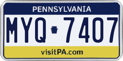 PA license plate MYQ7407