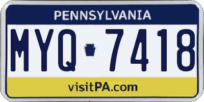 PA license plate MYQ7418