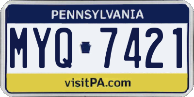 PA license plate MYQ7421