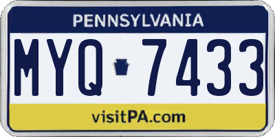 PA license plate MYQ7433