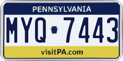 PA license plate MYQ7443