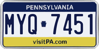 PA license plate MYQ7451