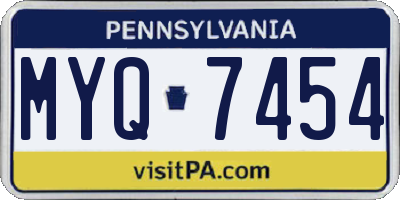 PA license plate MYQ7454