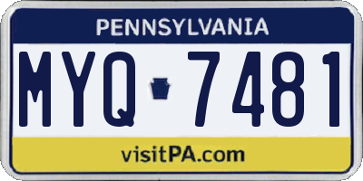 PA license plate MYQ7481
