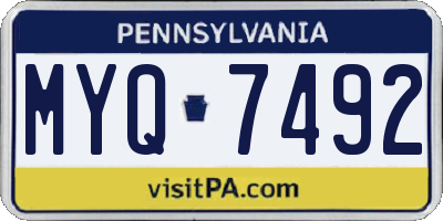 PA license plate MYQ7492