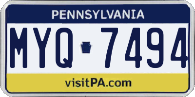 PA license plate MYQ7494