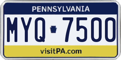 PA license plate MYQ7500
