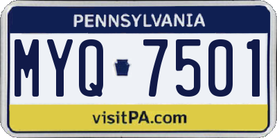 PA license plate MYQ7501