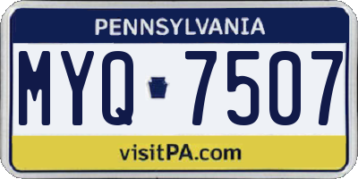 PA license plate MYQ7507