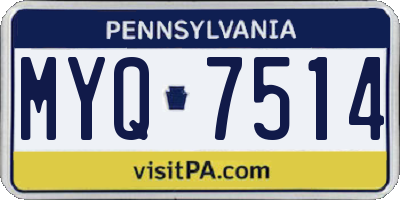 PA license plate MYQ7514