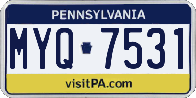 PA license plate MYQ7531