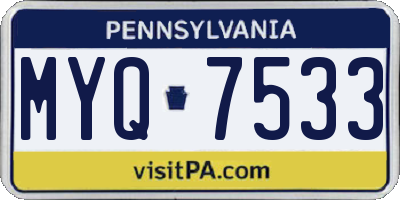 PA license plate MYQ7533