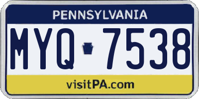 PA license plate MYQ7538