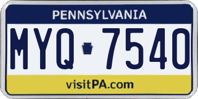 PA license plate MYQ7540