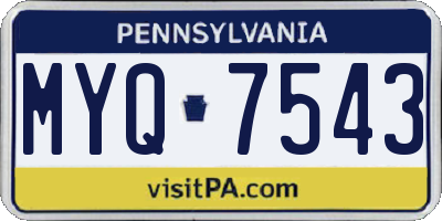 PA license plate MYQ7543