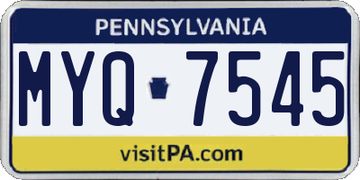PA license plate MYQ7545