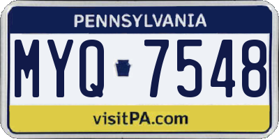 PA license plate MYQ7548