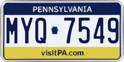 PA license plate MYQ7549