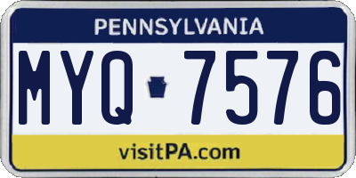 PA license plate MYQ7576