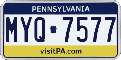 PA license plate MYQ7577