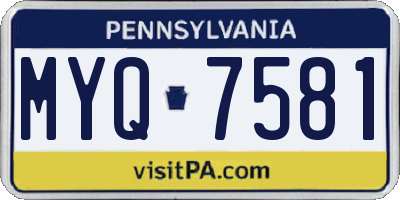 PA license plate MYQ7581