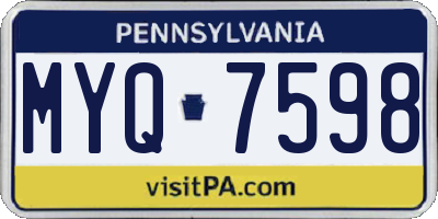 PA license plate MYQ7598