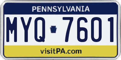 PA license plate MYQ7601