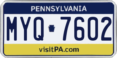 PA license plate MYQ7602