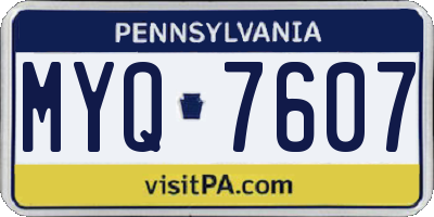 PA license plate MYQ7607