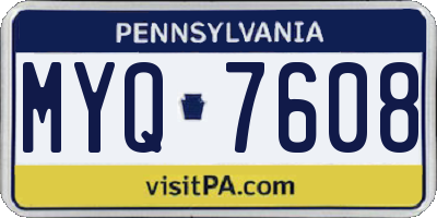 PA license plate MYQ7608