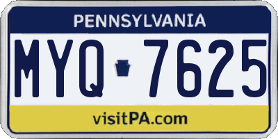 PA license plate MYQ7625