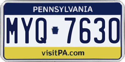 PA license plate MYQ7630