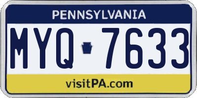 PA license plate MYQ7633