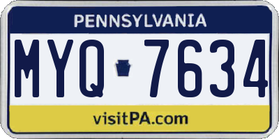 PA license plate MYQ7634